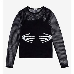 Skeleton hand fishnet tanktop